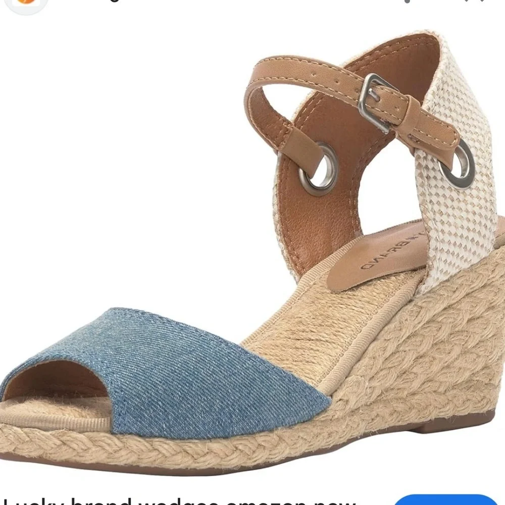 Lucky Brand wedge denim ankle strap sandal